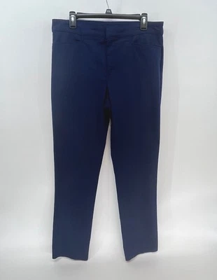 Pantalones para mujer Chaps azul chino pierna recta frente plano mezcla algodón talla 12 Foto 1 de 4