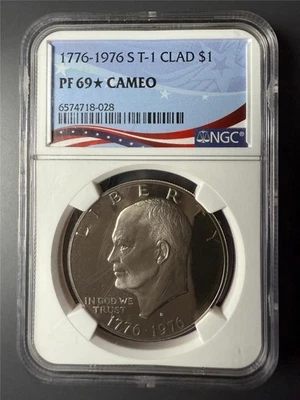 1976 S Eisenhower IKE CLAD T-1 Dollar NGC PF69* STAR CAMEO PR69* CAM SKU 3904 - Image 1 of 2