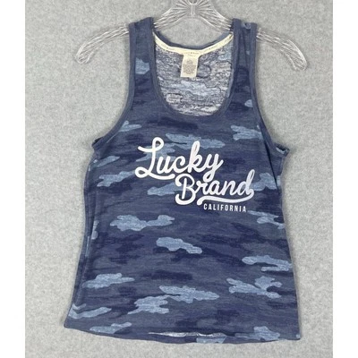 Camiseta sin mangas Lucky Brand camuflada para mujer talla S azul ropa deportiva entrenamiento Foto 1 de 4