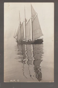 MAINE rppc c1920 SCHOONER SHIP "City of Augusta" out of BATH Sailboat ME B2 - Picture 1 of 3