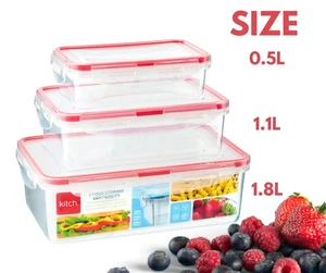 3er Set Küche Lebensmittel Aufbewahrung Behälter Luftdicht BPA-frei Auslaufsicher Gefrierschrankgeeignet - Bild 1 von 6