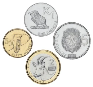Zambia set of 4 coins 2019-2024 UNC 50 ngwee, 1, 2, 5 kwacha - Picture 1 of 2