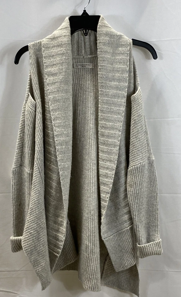 Cárdigan Suéter Allsaints Gris Capaz Hombro Abierto Acanalado Para Mujer S Foto 1 de 4
