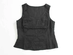 MAGLIA TOP CANOTTA DONNA MARELLA ALGERI 49710181 LINO 050 NERO ORIGINALE PE - Picture 1 of 2