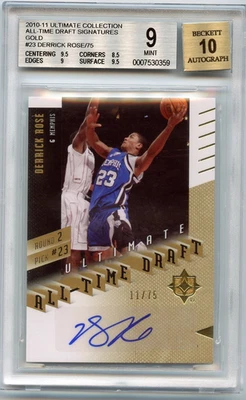 2010-11 UD Ultimate Derrick Rose All-Time Draft Autograph #11/75 BGS 9/10 - Image 1 of 2