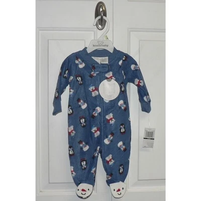 Jersey Koala Bebé Manga Larga Felpa Polar Muñeco de Nieve Pingüino Pies Azul 0-3M $18 Foto 1 de 4
