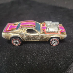 VINTAGE 1970 MATTEL HOT WHEELS REDLINE RODGER DODGER in GOLD CHROME HONG KONG - Picture 1 of 8