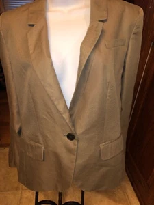 Ann Taylor Loft Dark Khaki Tan Jacket Women's Coat Blazer 1 Button Sz S - Picture 1 of 10