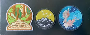 Lot 3 Iron-On Patches Wilderness Wanderer Earth Boho Hippie Camper Dreamer - Picture 1 of 5