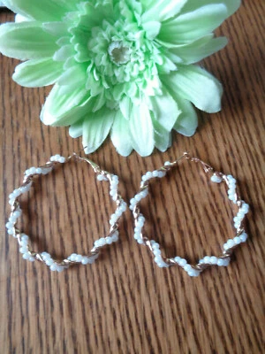 Ohrcreolen Gold/weiß  - Bild 1 von 3