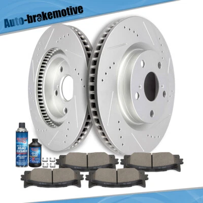 ROTORES DE FRENO DE RANURA DE TALADRO DELANTERO Y PASTILLAS DE CERÁMICA PARA ES350 TOYOTA AVALON CAMRY EE. UU. Foto 1 de 4