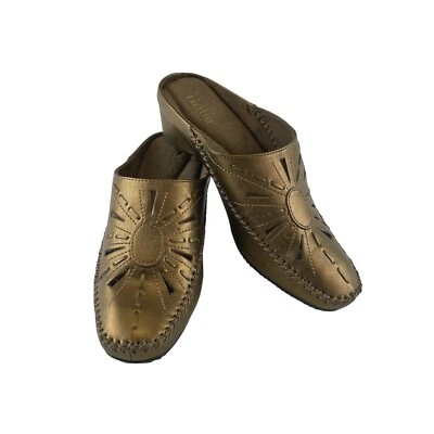 Nuevo sin caja Rialto Mustang Zapatos de Bronce para Mujer 9M Dorado Bronce Tacón Mulas Zuecos Toboganes Foto 1 de 4