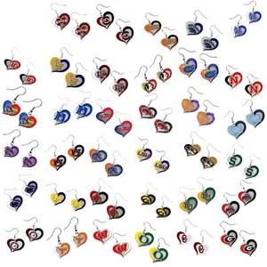 NCAA swirl heart charm earrings PICK YOUR TEAM - Picture 1 of 36