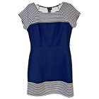 En Focus Studio Womens A Line Dress Blue White Striped Stretch Mini Petites 10P