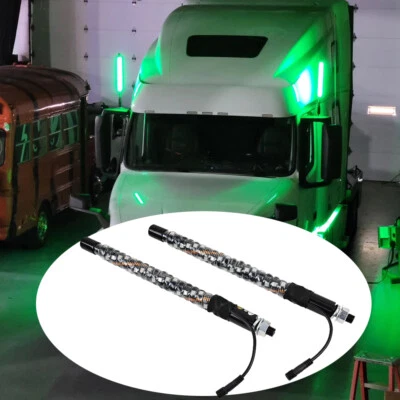 Par de luces LED de látigo LED en espiral iluminadas con persecución de 1 pie para camión tractor Volvo VNL Foto 1 de 4