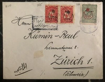 1916 Constantinopla Turquía Cubierta a Zurich Suiza Etiqueta Negra Foto 1 de 2