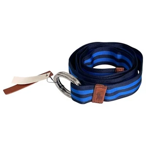POLO RALPH LAUREN Mens Belt Blue Navy Grosgrain Striped Leather $65 - Picture 1 of 2