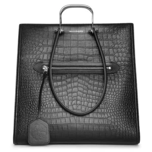 Alexander McQueen The Tall Story Croc-Embossed Leather Bag / Black / RRP: £2,500 - Picture 1 of 10