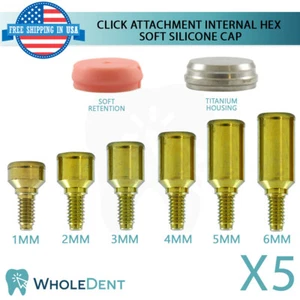 5x Click Attachment Abtment Soft Silicone Cap Dental Im plant Internal Hex - Picture 1 of 3