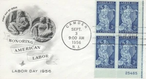 1082   3c   LABOR DAY - AC - Plate block of 4 - Picture 1 of 1