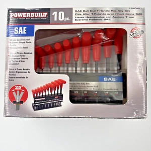 Powerbuilt T-Handle Allen Wrench Hex Key Set SAE Ball End Chrome Vanadium - Picture 1 of 11