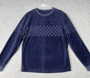 Pull pull à damier Vans Track homme M bleu velours col ras du cou manches longues - Photo 1/15