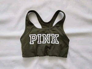 PINK Victoria’s Secret Ultimate Sports Bra Green Camo Sleeveless Top Size S - Picture 1 of 8