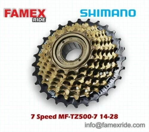 Shimano 7 Speed MF-TZ500-7 Index 14-28 Freewheel Block Screw On - Image 1 of 3