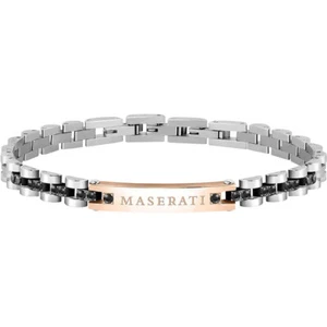 Bracciale Uomo MASERATI JEWELS Acciaio e Zirconi Neri Brillanti 22cm Originale - Imagen 1 de 1