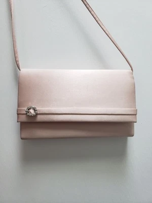 Antiguo bolso sin asas vintage de seda/satén rosa liso 7,5" Foto 1 de 4