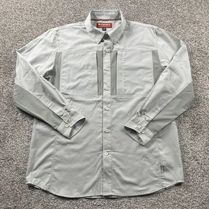 Simms Shirt Men Medium Gray Performance Nylon Vented Fishing Hiking Camp Outdoor - Picture 1 of 18
