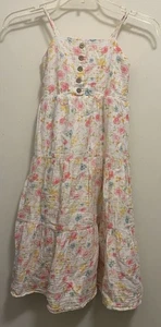 Forever 21 Girls Tank Sundress Size 8 White Pastel Floral Chest 24” 26” Cotton - Picture 1 of 5