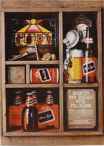 Carling Black Label Lager Beer Holiday Display 1972 anuncio impreso vintage  - Imagen 1 de 1