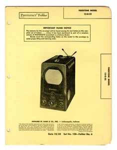 FIRESTONE - 13-G-33 - TV PORTATIL -  SERVICE  MANUAL  PHOTOFACT FOLDER 1950 - Bild 1 von 2