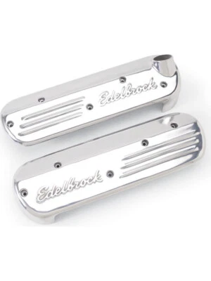 Edelbrock Ignition Coil Covers Aluminium Polished Edelbrock Logo Chevrol (41181) - Image 1 of 4