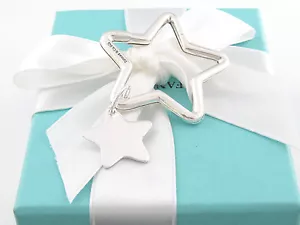 TIFFANY & CO SILVER DOUBLE STAR KEYCHAIN KEY CHAIN RING - Picture 1 of 5