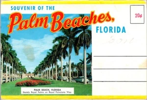 Palm Beaches, Florida, Vintage Chrome Souvenir Folder Postcard, 14 Views - Picture 1 of 8