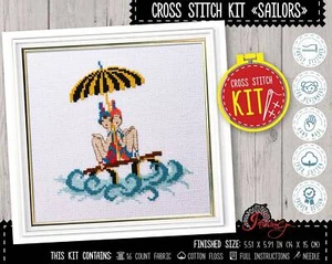 Sailors cross stitch kit - Swimmers embroidery kit with counted pattern - Bild 1 von 9