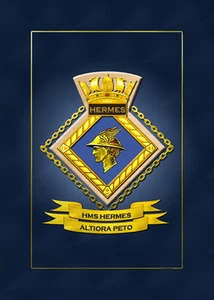 HMS HERMES SCHIFFSABZEICHEN/WAPPEN - HUNDERTE HM SCHIFFE AUF LAGER - Bild 1 von 2