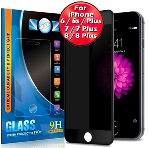 For iPhone 6 7 8 Plus Genuine Full Cover Privacy Tempered Glass Screen Protector - Picture 1 of 12