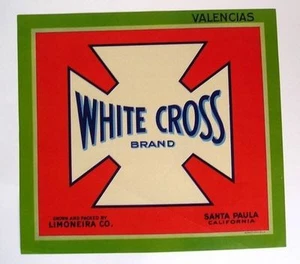 1930s White Cross Lemon Crate Label Santa Paula - Picture 1 of 1