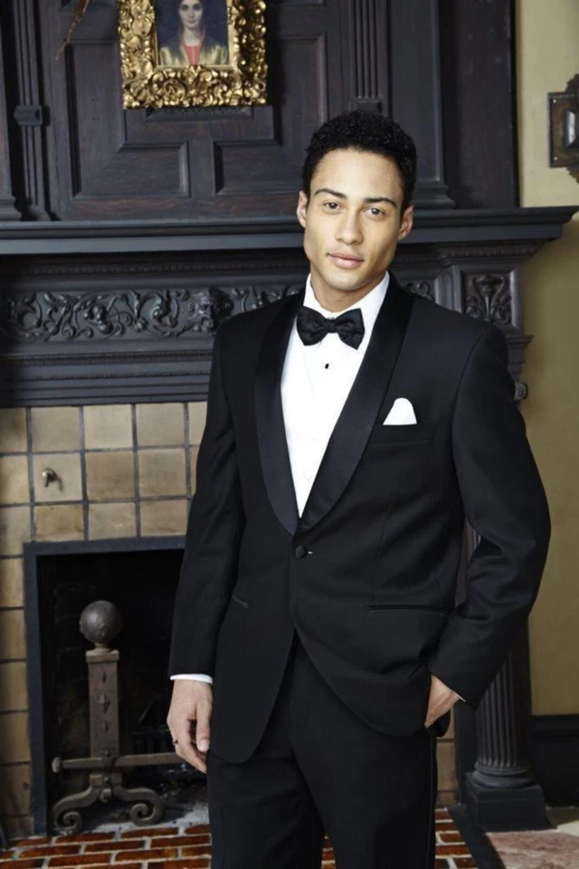 London Black Shawl Lapel Tuxedo 1-Button Front with Matching Pants Slim Fit - Image 1 of 1