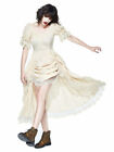 Steampunk Ruffle Long Dress Short Sleeves Lace Stylish Fashion Victorian Beige