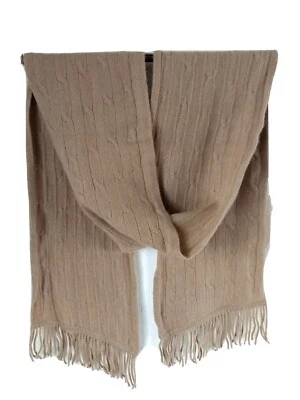 Bufanda Nordstrom 100 % cachemir tejido con flecos color camel tostado Foto 1 de 4