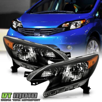 Par de faros negros izquierda+derecha para Nissan Versa Note 2014 2015 2016 Foto 1 de 4