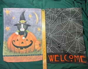 2 Halloween Garten Fahnen beide sind 2-seitig ca. 18" x 12,5" - Bild 1 von 3