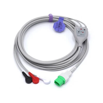 Mindray ECG Compatible Direct Connect 12 Pin 3 Leads Snap - Same Day Shipping