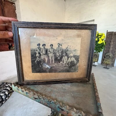 Vintage Rare Black & White Photograph British Period Group Photo Wooden Framed - Image 1 of 4