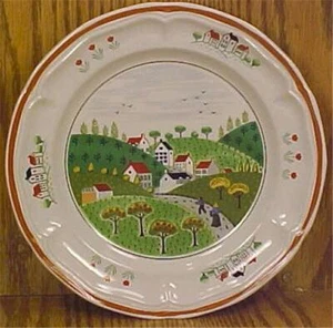 Newcor Country Village Salad Plate Stoneware #627 Farm Apple Trees - Picture 1 of 3