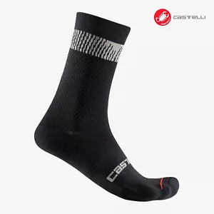 Castelli UNLIMITED 18 Cycling Socks : BLACK/SILVER MOON ~ One Pair - Picture 1 of 2